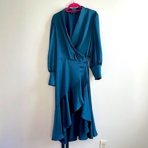 Brand new Eloquii Satin Bishop Sleeve Wrap Dress Size 18